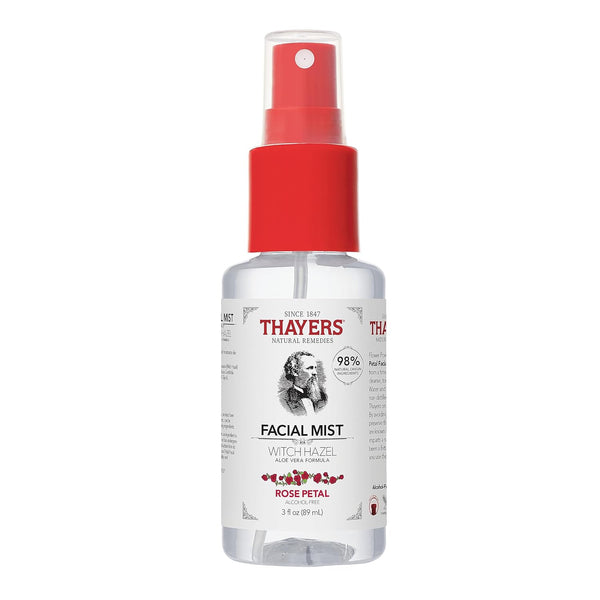 Thayers Alcohol-Free Witch Hazel Facial Mist Toner with Aloe Vera, Rose Petal, 3 oz, Trial Size for All Skin Types
