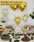 224 Pieces Party Supplies, Black and Gold Disposable Tableware Sets with Plastic Knives, Forks, Spoons for 32
