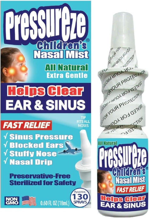 All Natural Preservative-Free Sterile Nasal Spray for Children, Fast Relief for Sinus Allergies, 130 Sprays