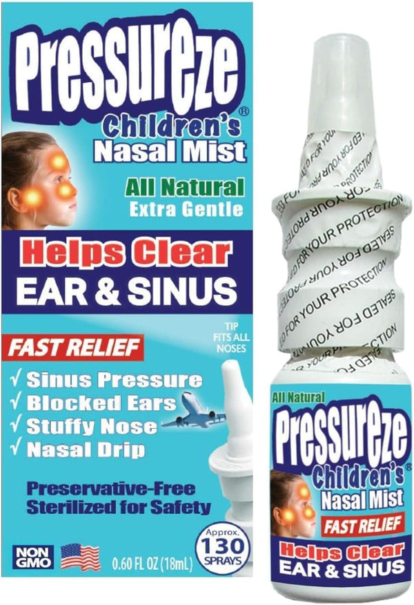 All Natural Preservative-Free Sterile Nasal Spray for Children, Fast Relief for Sinus Allergies, 130 Sprays