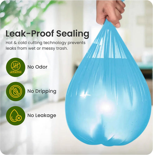 QIXINNET 2-4 100 Count (5 Green Biodegradable Trash Bags Gallon, Rolls), Small Garbage Bags, PE & Corn Starch Blend