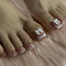 Square Fake Toenails Glossy French Press on Toenails - Nude Pink Short Acrylic False Toes Nails with 5D Bow Designs, 24