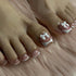 Square Fake Toenails Glossy French Press on Toenails - Nude Pink Short Acrylic False Toes Nails with 5D Bow Designs, 24