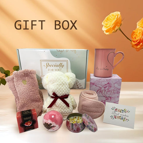 Spa Gift Baskets for Women, Luxury Self Care Relaxation Birthday Gifts, Scented Bath Gift Box for Christmas,