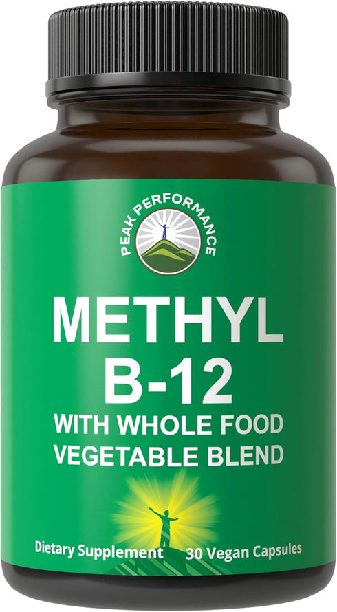 Methyl B12 Vitamin + Whole Food Blend – Vegan Supplement for Energy, Focus, and Relief, 30 Day Supply Capsules