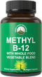 Methyl B12 Vitamin + Whole Food Blend – Vegan Supplement for Energy, Focus, and Relief, 30 Day Supply Capsules