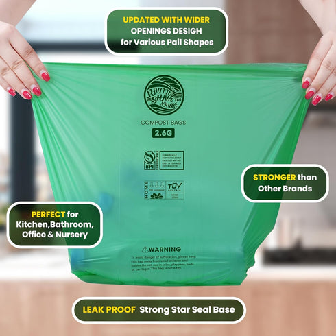 RAYTID 2.6 Gallon Compostable Trash Bags, 120 Count Small Kitchen Food Scrap Waste Bags for Kitchen Countertop Bin