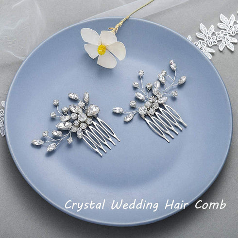 Unicra Silver Bride Wedding Hair Comb, Rhinestone Bridal Headpiece, Sparkly Crystal Hair Accessorie