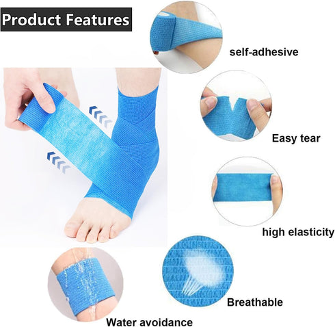 15 Pack Self Adhesive Bandage Wrap - 2 Inch x 5 Yards Non-Woven Vet Wrap for Stretch Athletic Sports (Flesh)