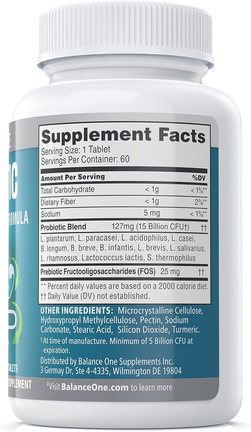 Daily Probiotics for Women & Men, 15 Billion CFUs with Prebiotics, 12 Strains, Lactobacillus Plantarum, Acidophilus &
