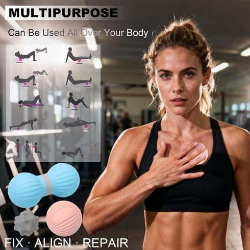 Set, 3 Pack HODEMI Peanut Massage Ball Peanut Roller, Textured Massage Ball & Trigger Point Ball for Deep Tissue