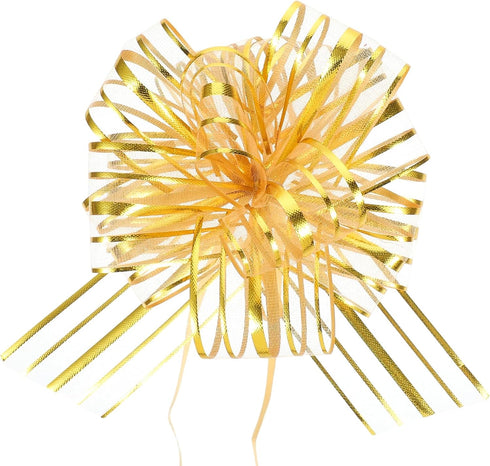 Macuezu 6 PCS Gold Pull Bows, 6 Inches Gold Bow for Gift Wrapping,