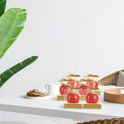 LANIAKEA 75PCS 4x4x4 Inches Candy Apple Boxes with Hole Clear Caramel Apples Boxes Clear PET Gift Boxes for Wedding