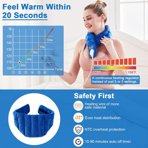 JOBYNA Neck Heating Pad, Hands-Free Electric Heated Wrap for Neck Pain Relief
