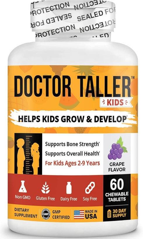 NuBest Doctor Taller Kids - 60 Vegan Chewable Tablets for Kids Multivitamins, Support Healthy Immunity & Bone Strength