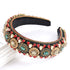 Padded Rhinestone Headband, Bejewelled Crystal Velvet Wide Hairband Party Headwear for Women Girls (Big Rhinestone)
