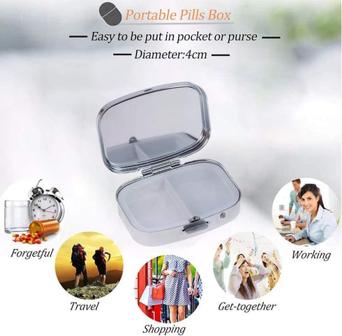 Vini (Pack 2) Pill Box Small Medicine Pill Case Portable Medicine Tablet Vitamin Holder Organizer for Purse Pocket
