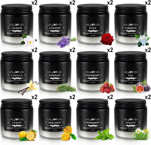 Set 24 Pack, Set Scented Candle Black&White, Candle for Home Scented, Odor Eliminating, Stress Relief, Long Lasting Soy