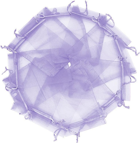 Wudygirl 100pcs Lavender Sheer Organza Bags 5 x 7 Inch Drawstring for Jewelry, Lipstick, Favors