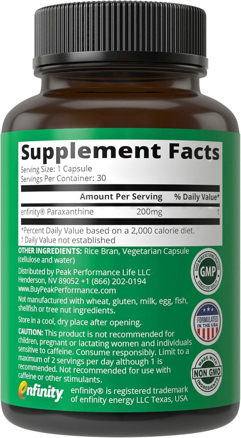 Paraxanthine Capsules for Clean, Jitter Free Energy - Enfinity Paraxanthine Supplement for Focus and Productivity