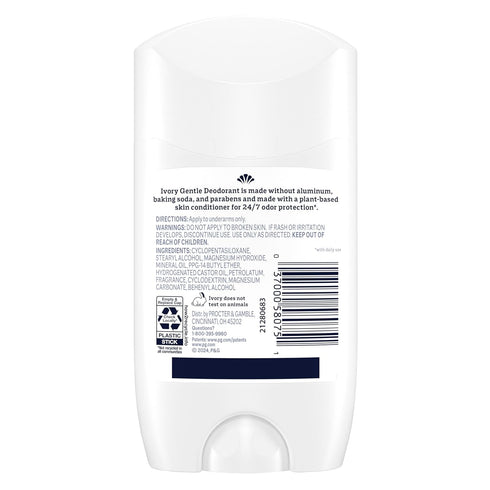Ivory Gentle Aluminum Free Deodorant with Hint Of Aloe, 2.4 oz, 1.8 Lb (Packaging may vary)