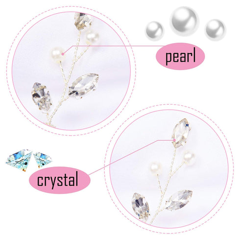Syhood 6 Pieces Pearl Crystal Bridal Hair Pins, Rhinestone Flower Wedding Hair Accessories for Women