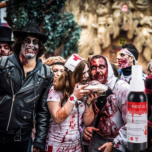MEICOLY 2 Packs Blood Splatter Fake Blood Spray, 2.1oz Halloween Liquid for Zombie, Vampire SFX Makeup
