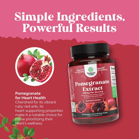 Pomegranate Extract Capsules - Natural Antioxidant Supplement for Heart Health, Joint Support, and Pre Workout - Nitric