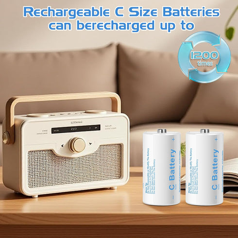 winbasic LR14 4100mWh 1.5V (6 Pack, C Batteries C Size Rechargeable Lithium Batteries, USB-C Charging for Toys