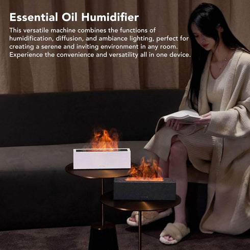 PinzqTrading Nordic Flame Essential Oil Diffuser, Aromatherapy Humidifier with Realistic Fire Light Effect, Large
