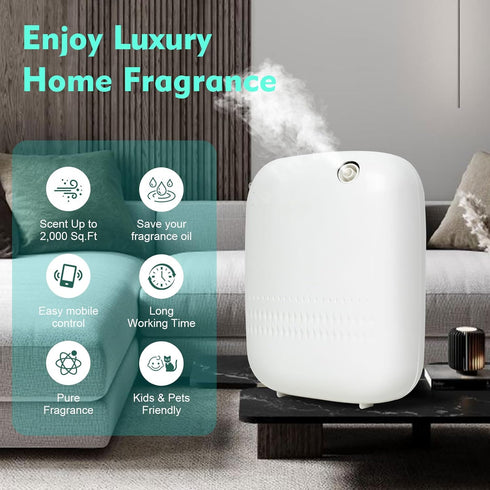 Scentiplus 400ml 2000 Scent Air Machine for Home, & Sq. Ft Coverage, Bluetooth Waterless Essential Oil Diffuser