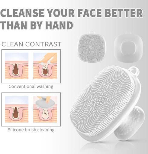 VWMYQ Silicone Face Scrubber for Men, Waterproof Facial Cleansing Brush for Exfoliating and Skin Care (White)