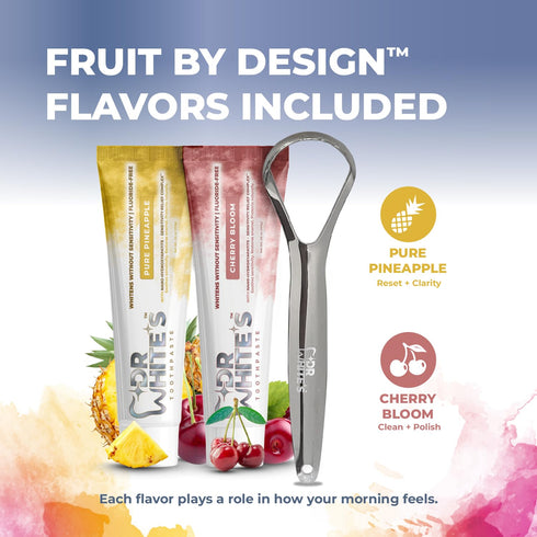 Set 420 Dr. Whites Precision Tongue Care Morning Routine Single Grip | Stainless Steel Tongue Cleaner + Pure Pineapple