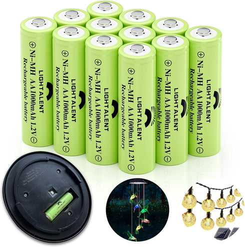 Ni-MH AA Rechargeable Batteries, Double A High Capacity 1.2V Pre-Charged for Outdoor Solar Lights