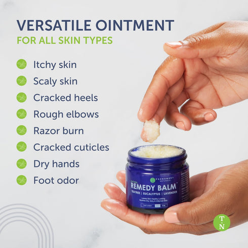 Remedy Balm with Tea Tree Oil, 2 oz - Truremedy Naturals Soothing Moisturizer for Fungal Infections