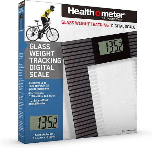 Health o Meter Glass Digital Scale, Weight Tracking for Body, 2 Users, LCD Display, 400 lbs Capacity
