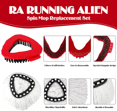RA RUNNING ALIEN Set 1-Tank 16 Refills,1 Head,1 Base,and(31-63in) Set Spin Mop Replacement for O-Ceda EasyWring System