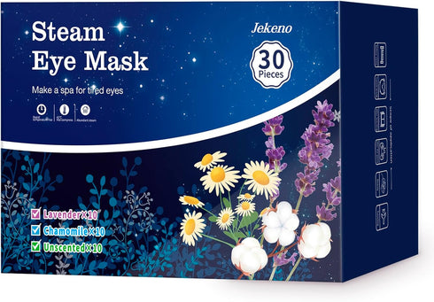 Jekeno Steam Eye Mask, 30 Packs for Dry Eyes, Dark Circles, and Puffiness, Self Heated Warm Eye Mask