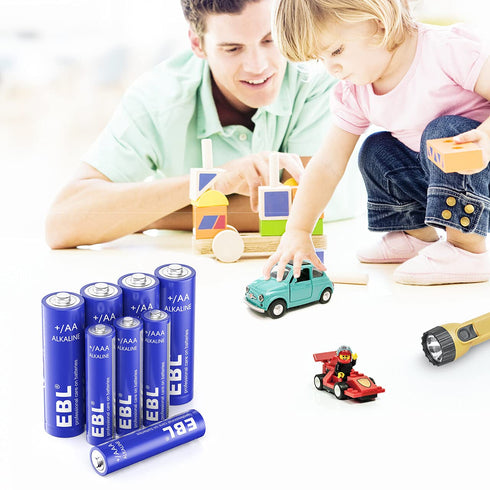 EBL 48 Counts AA and AAA Batteries Combo Pack - 24 Double A and 24 Triple A High Performance Alkaline 1.5V