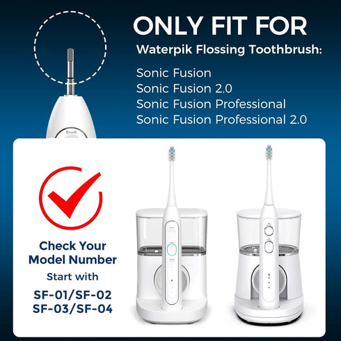 3 Pack Toothbrush Replacement Heads Compatible with WaterPik Sonic Fusion 2.0, FitMount Flossing Brush Head