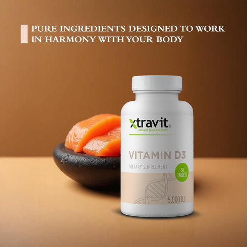 Immunity, 5000IU D3, 30 Vitamin D Supplement Natural Vitamins for Men & Women - May Support Bones, & Mood - Non-GMO