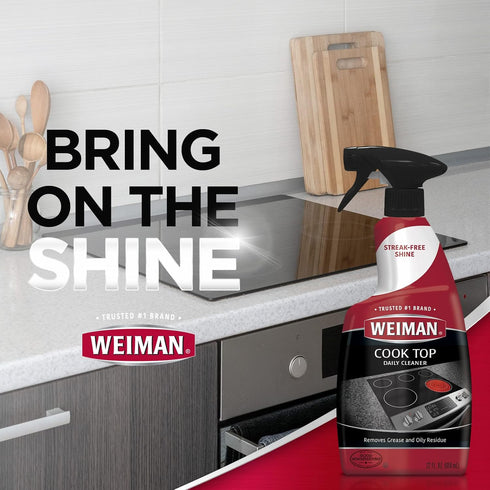 Weiman Disinfecting Stovetop Cleaner & Stainless Steel Cleaner - 22 Ounce Daily Appliance Kitchen Cleaning Kit
