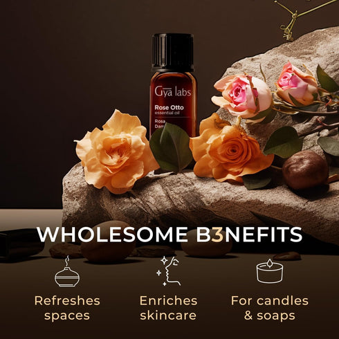 Set Set 2x0.34 oz Organic German Chamomile Essential Oil for Diffuser & Rose Essential Oils for Skin - Aromatherapy