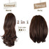 Sofeiyan 13" Ponytail Extension, Long Curly Clip in Claw Hair Extension for Women, Dark Brown & Dark Auburn Mixed