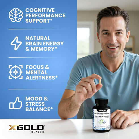 PhosphatidylSerine & Bacopa Monnieri 400 mg 2 in 1 Supplement - Natural Brain Enhancer/Nootropic for Enhanced Focus,