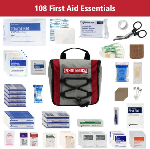 Trailblazer 3 108 Pac-Kit Outdoor First Aid Kit for Hiking, Camping and Outdoor Travel, Pieces
