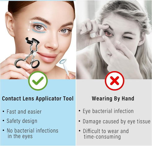 RQUXMT Contact Lens Applicator Tool - Easy Lens Helper for Beginners, Long Nails, Travel & Daily UseBlack