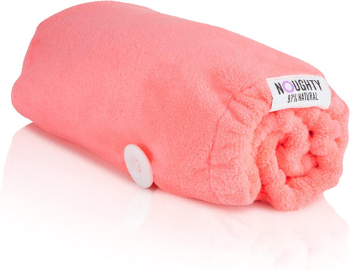 Noughty 97% Natural Pink Microfibre Hair Towel Wrap, Quickly Absorbs Moisture & Reduces Breakage