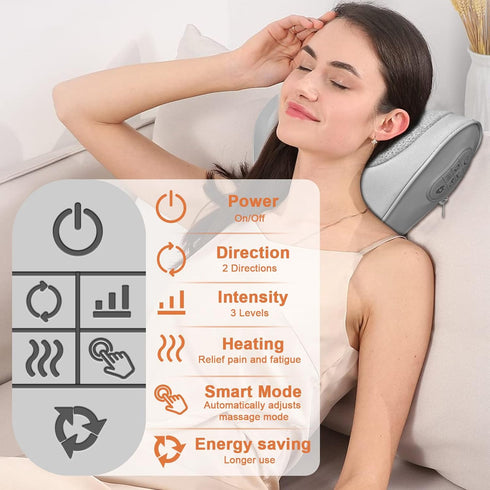 OSAWIY 20 Neck Massager Pillow with Heat for Pain Relief Deep Tissue, Neck Stretcher Traction Devices Cervical Hump