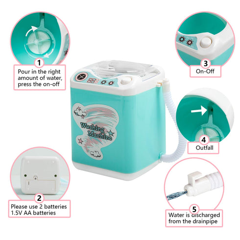 Mini Electric Makeup Brush Cleaner Washing Machine Dollhouse Toy Cosmetic Brush Powder Puff Washer